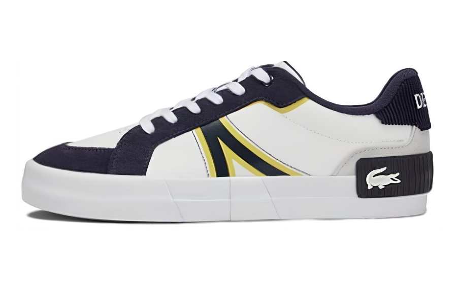 LACOSTE Leather Low top Skateboard Shoes Men's Blue White