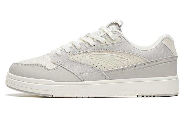 Anta Textile, Synthetic Leather Fashion Slip Resistant Abrasion Resistant Low top Skateboard Shoes Men's Gray White