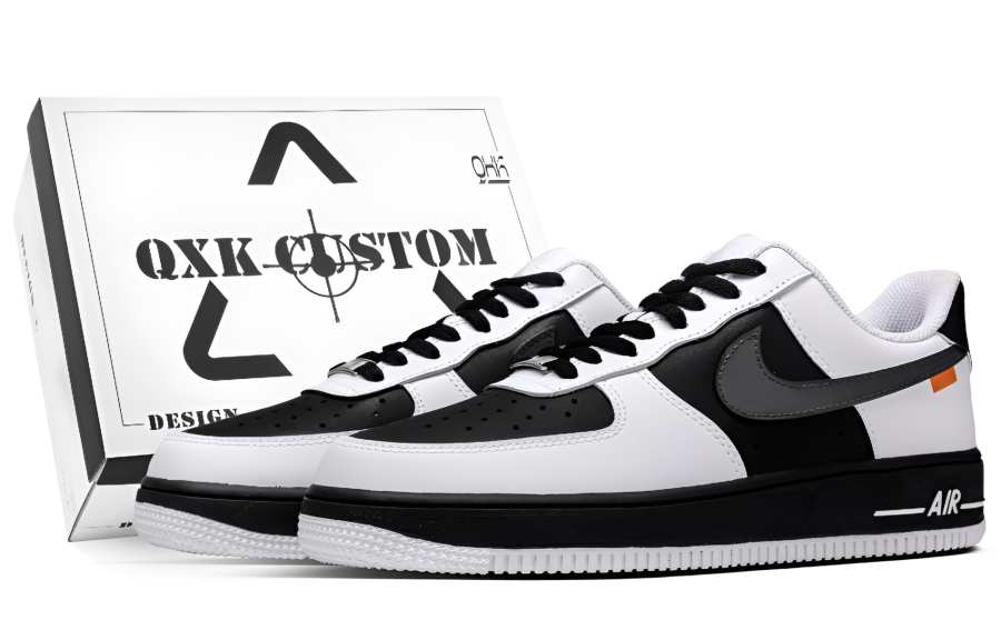 Nike Nike Air Force 1 Black White Restricted, Box Leather Abrasion Resistant Low top Skateboard Shoes Unisex