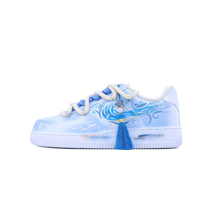 Nike Nike Air Force 1 Singularity, Blue And White Elegance Abrasion Resistant Low top Skateboard Shoes Unisex Gradient Blue