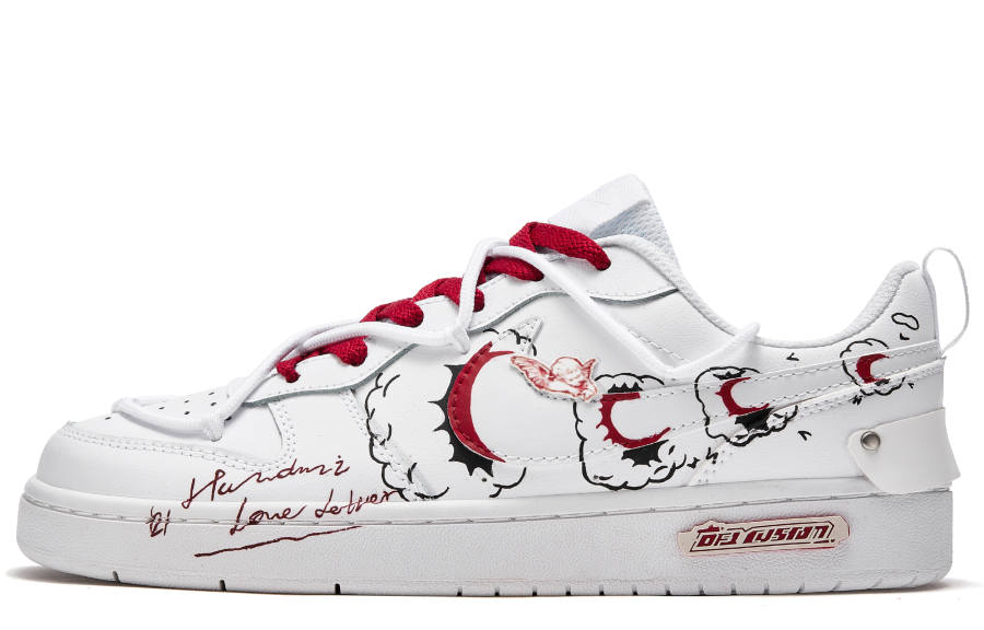 Nike Nike Court Borough Low Freedom Panda, Cupid Slip Resistant Low top Skateboard Shoes GS Red White