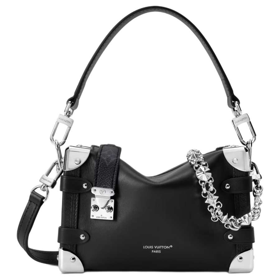 LOUIS VUITTON SIDE TRUNK Cow Leather Shoulder Bag, Crossbody Bag, Handbag Small Women's Black