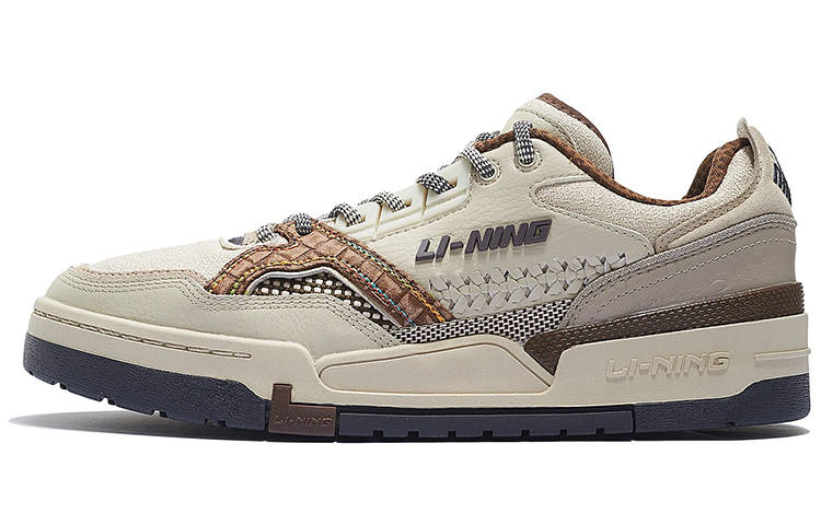 Li-Ning Li Ning Textile, Leather Slip Resistant Cushioning Abrasion Resistant Low top Skateboard Shoes Men's Brown