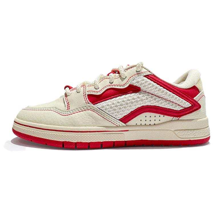 Li-Ning Li Ning Slip Resistant Abrasion Resistant Low top Skateboard Shoes Women's Beige Red