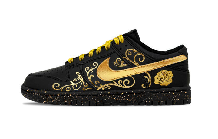 Nike Nike Dunk Gold Rose Leather Abrasion Resistant Abrasion Resistant Low top Skateboard Shoes Men's Black Gold
