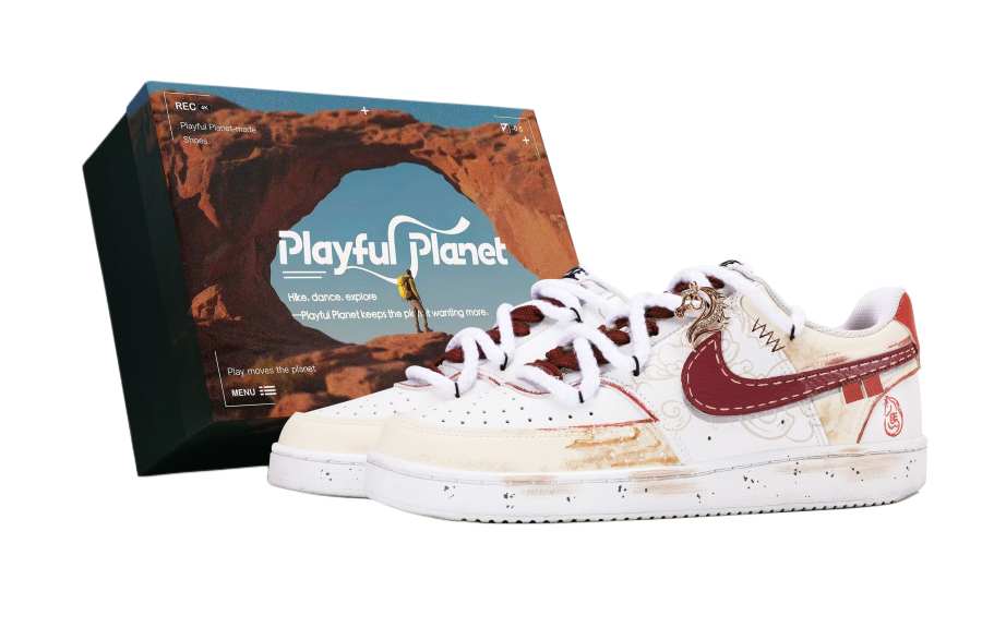 Nike Nike Court Vision Abrasion Resistant Low top Skateboard Shoes Men's Frost White Red Gold