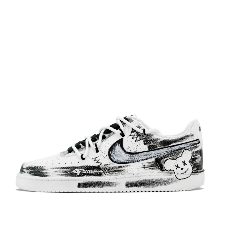 Nike Nike Court Vision 1 Bear Conquers All Abrasion Resistant Low top Skateboard Shoes Unisex Black White