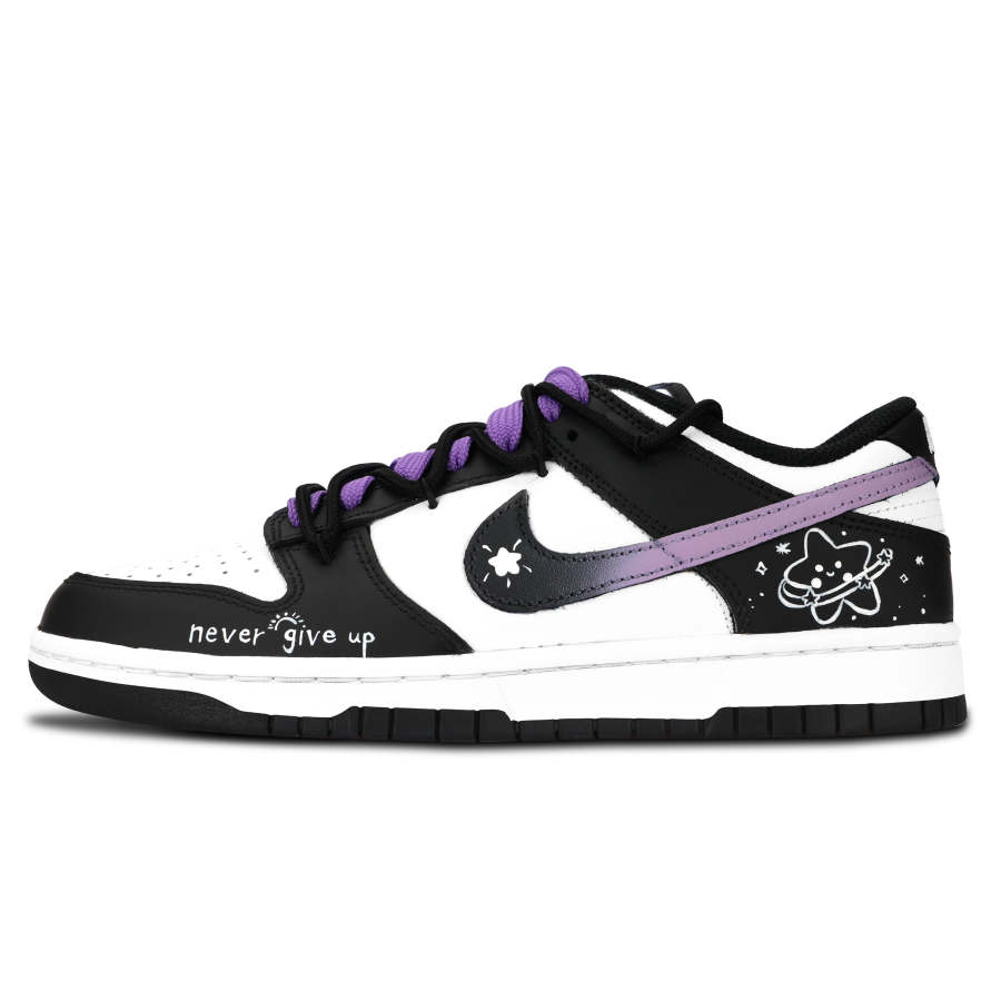 Nike Nike Dunk Black White, Star Never Gives Up Abrasion Resistant Abrasion Resistant Low top Skateboard Shoes Unisex Purple