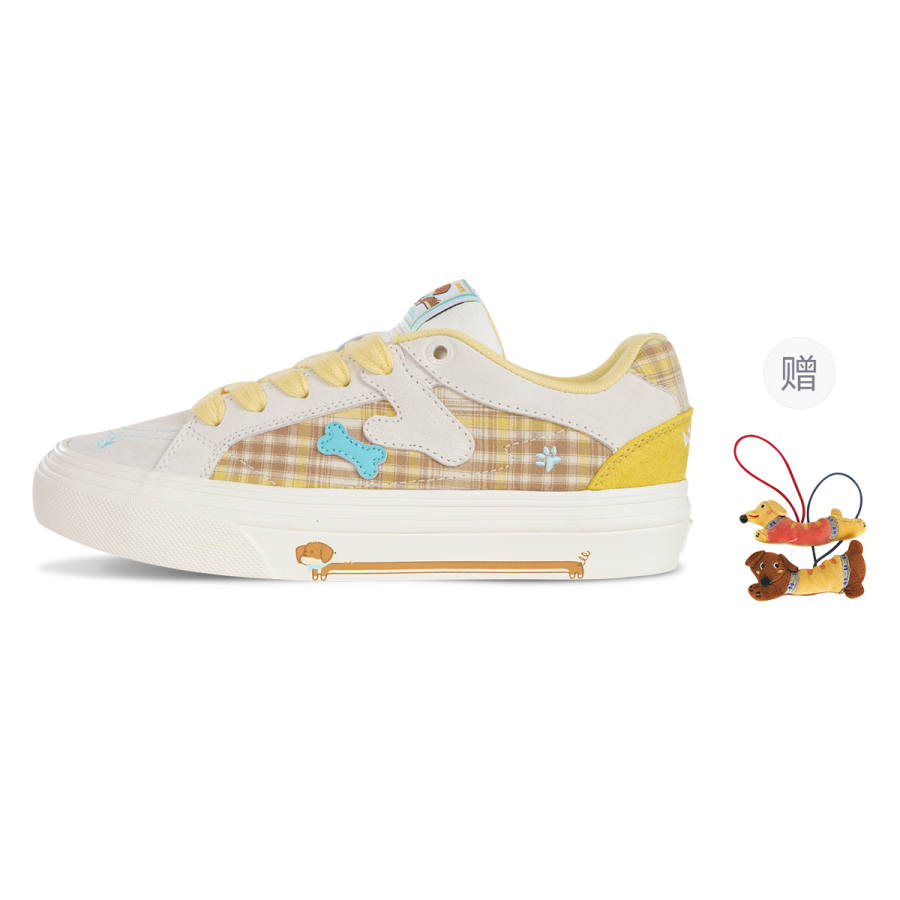 Ollieskate Slip Resistant Cushioning Abrasion Resistant Low top Skateboard Shoes Unisex Beige Yellow