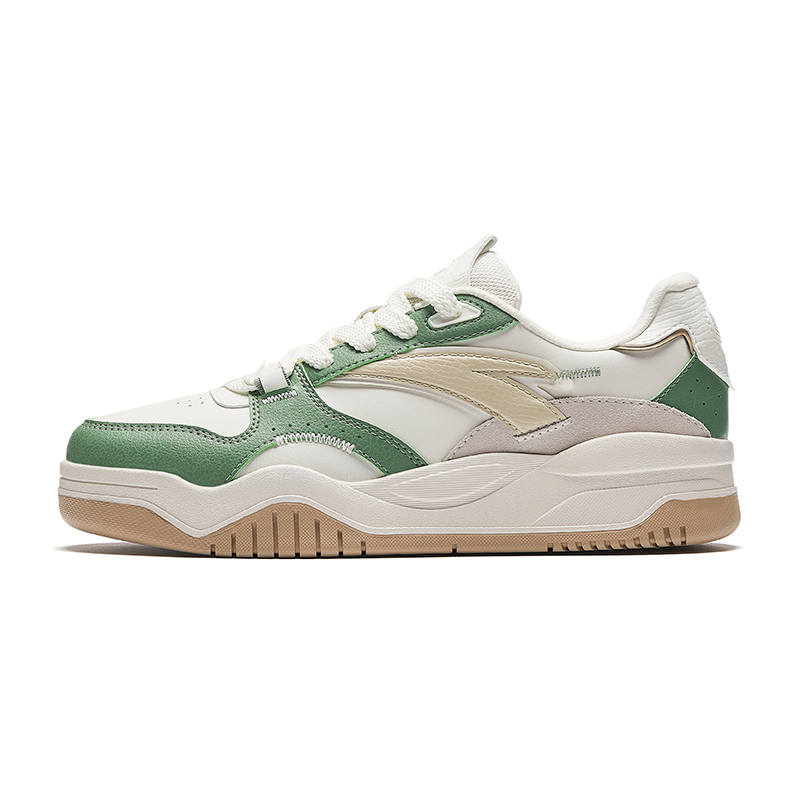 Anta Wave Shoe Anti Slip And Wear Resistant Height Increasing Low Top Skateboard Shoes Women's White Green Yellow