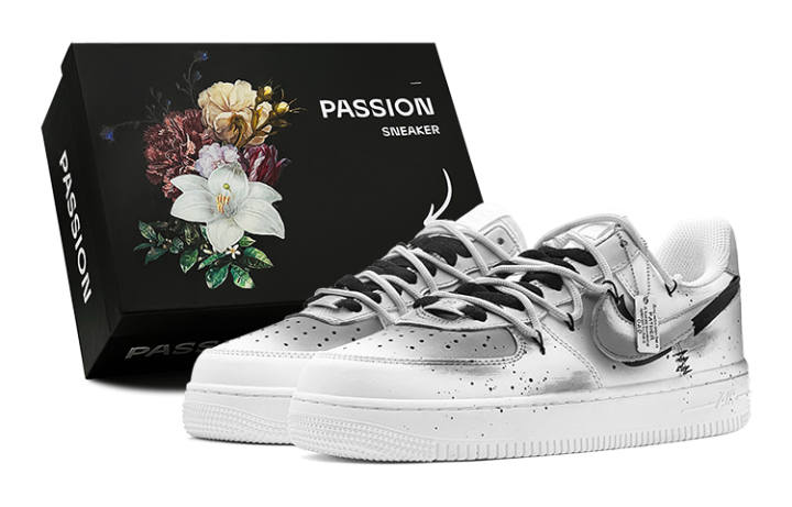 Nike Nike Air Force 1 Air Force 1 CNY New Year Offer, Ink Splash Hook, Urban Techwear Low top Skateboard Shoes GS Gray White