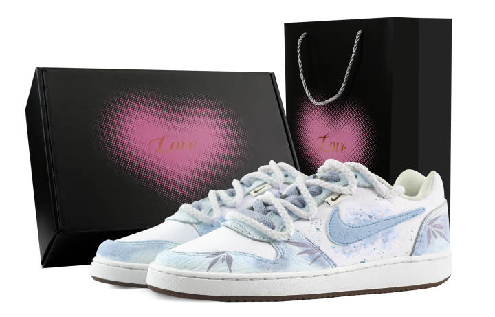 Nike Nike EBERNON Light Blue Bamboo Shadow, Heart Box Abrasion Resistant Low top Skateboard Shoes Men's