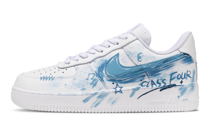 Nike Nike Air Force 1 Abrasion Resistant Abrasion Resistant Low top Skateboard Shoes Unisex Blue White