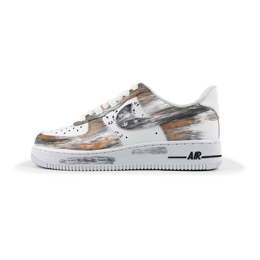 Nike Nike Air Force 1 Abrasion Resistant Abrasion Resistant Low top Skateboard Shoes Unisex Black White Orange