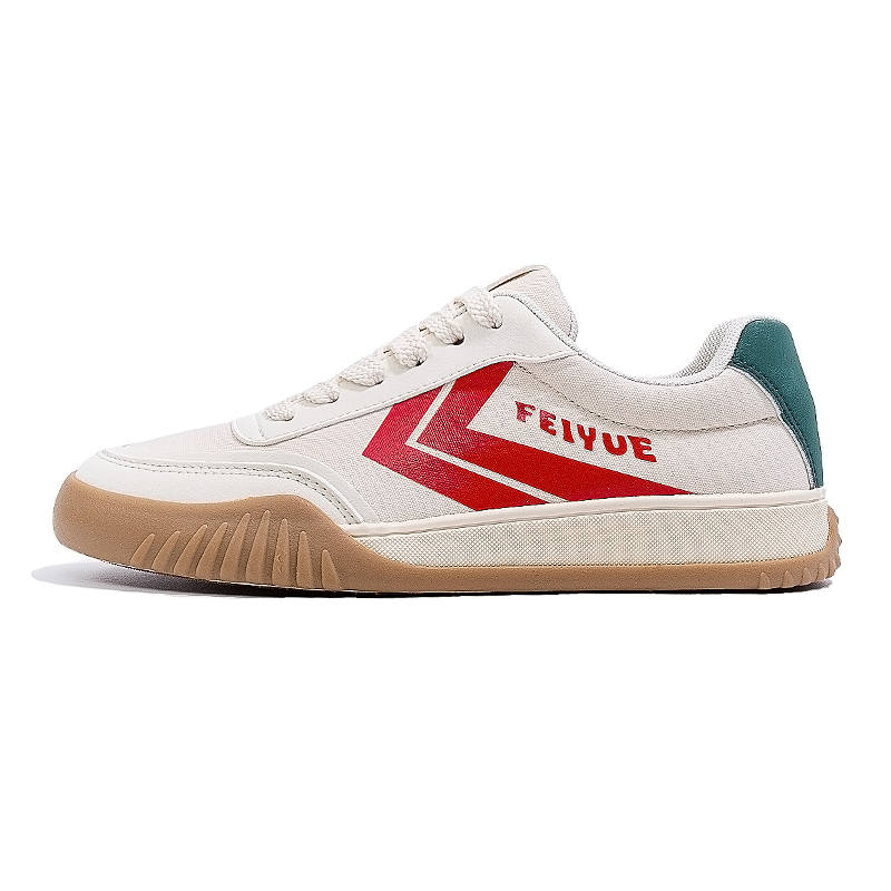 FEIYUE Slip-Resistant, Abrasion-Resistant, Lightweight Low-top Skateboard Shoes Unisex Beige Red Green