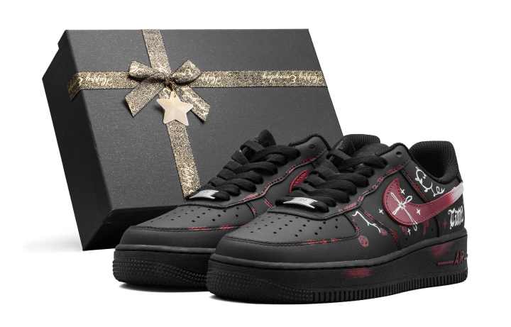 Nike Nike Air Force 1 Leather Cushioning Abrasion Resistant Cushioning, Wear Resistant Low top Skateboard Shoes Unisex Black