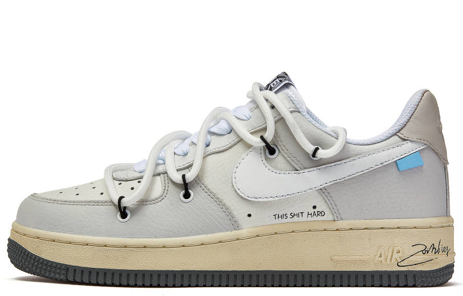 Nike Nike Air Force 1 Da Vinci Custom, Gray Cement Slip Resistant Quick Dry Abrasion Resistant Balance