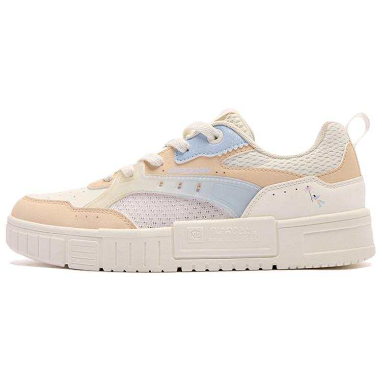 QIAODAN Quality Drying Slip Resistant Abrasion Resistant Low top Skateboard Shoes Women's White Orange Blue