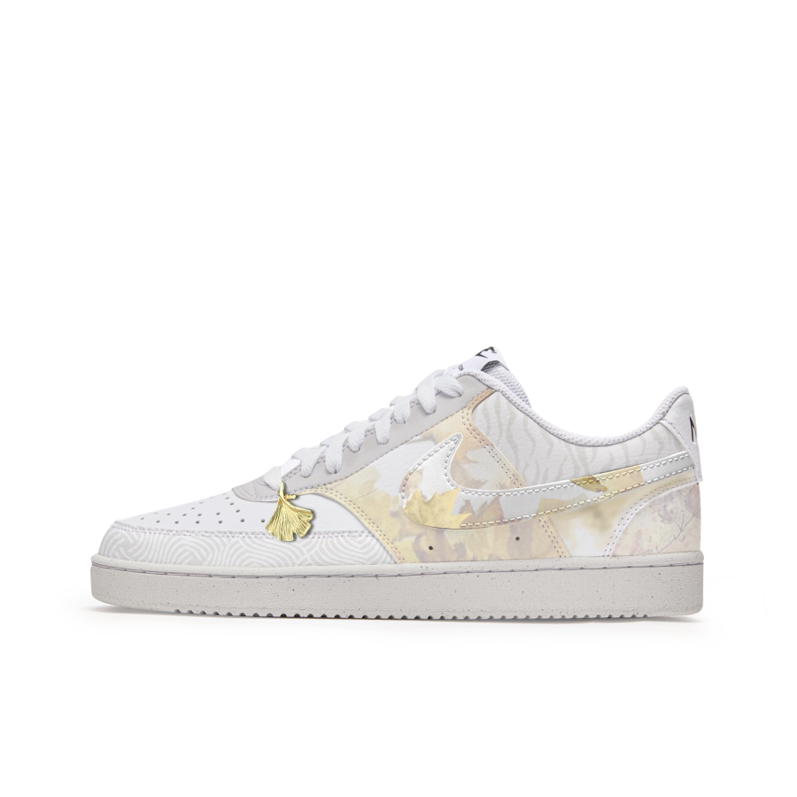Nike Nike Court Vision 1 Slip Resistant Cushioning Low top Skateboard Shoes Men's White Yellow