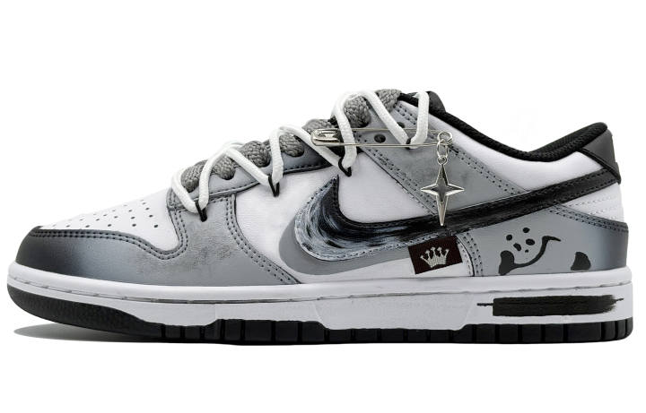 Nike Nike Dunk He Su Space, Ink Phantom Abrasion Resistant Low top Skateboard Shoes Men's Gray White