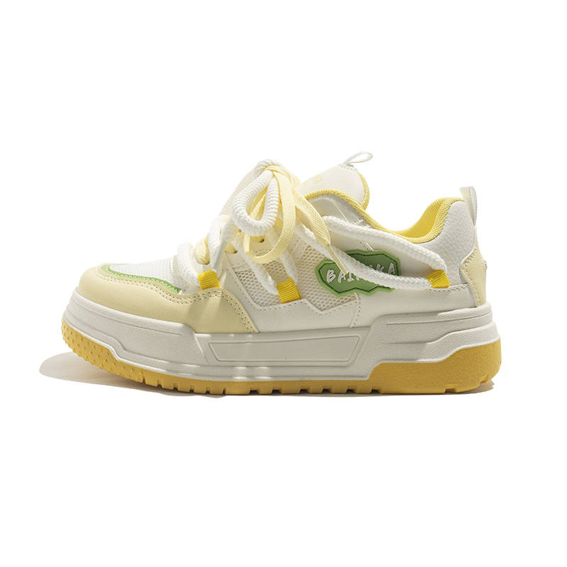 MEAKKEA Balance Lightweight Breathable Balance Lightweight Breathable Low top Skateboard Shoes Women's Beige Yellow