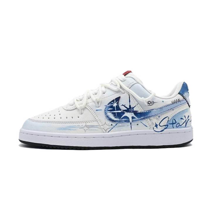 Nike Nike Court Vision 1 Starry Sea Dream Abrasion Resistant Low top Skateboard Shoes Men's White Blue