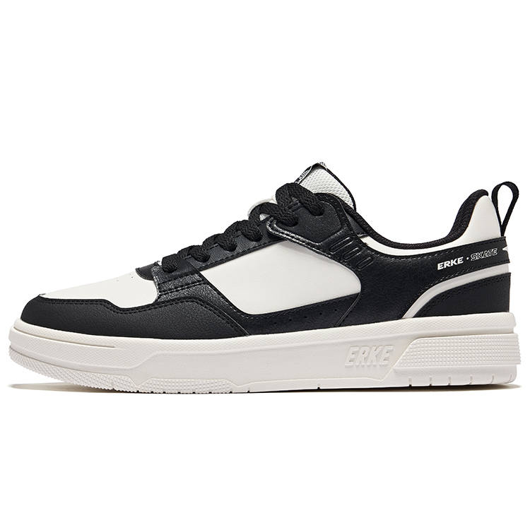 Erke Avant Garde Classic And Versatile Abrasion Resistant Low top Skateboard Shoes Men's Microcrystal White Jet Black
