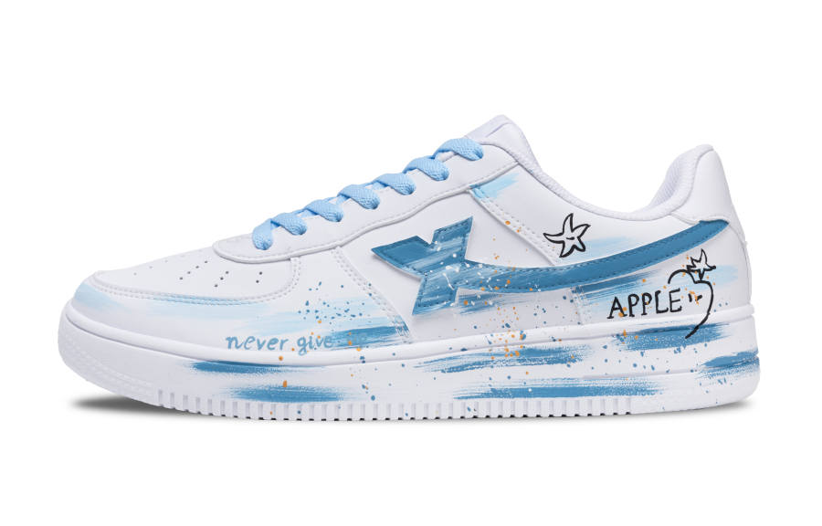 XTEP Air Force 1 Slip Resistant Abrasion Resistant Low top Skateboard Shoes Men's White Blue