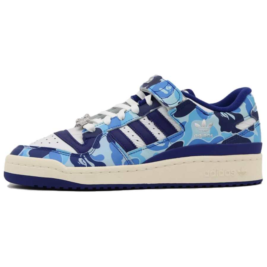 Adidas Originals x A BATHING APE FORUM 84 Low Comfortable Low top Skateboard Shoes Unisex Blue White
