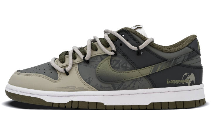 Nike Nike Dunk Slip Resistant Abrasion Resistant Low top Skateboard Shoes Women's Green Gray