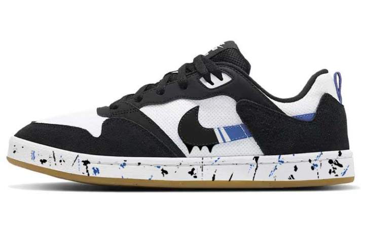 Nike Nike SB Alleyoop Trendy Ink Splatter, Classic Blue Black Low top Skateboard Shoes Men's Black White Blue