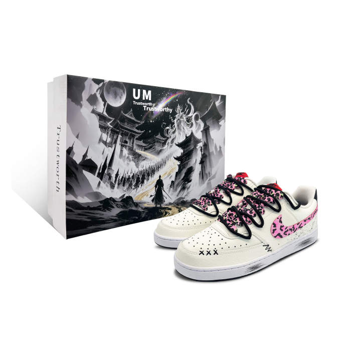 Nike Nike Court Vision 1 Pink Leopard Abrasion Resistant Low top Skateboard Shoes Men's White Pink