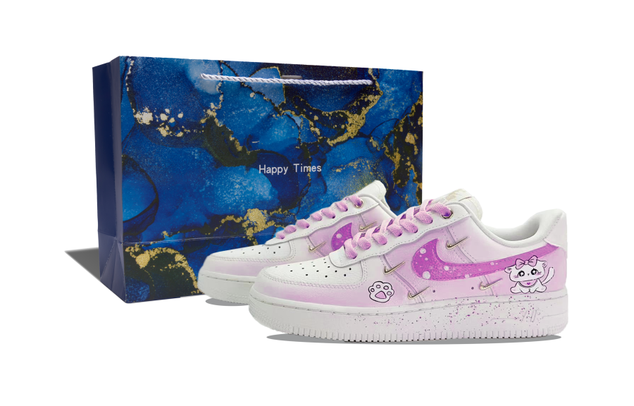 Nike Nike Air Force 1 Leather Slip Resistant Cushioning Abrasion Resistant Low top Skateboard Shoes Women's Rose Red