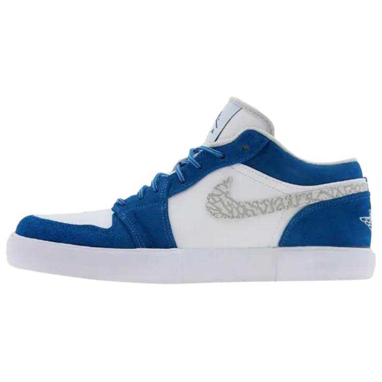 Jordan Jordan Air Jordan 1 Leather Abrasion Resistant Low top Skateboard Shoes Unisex Blue White