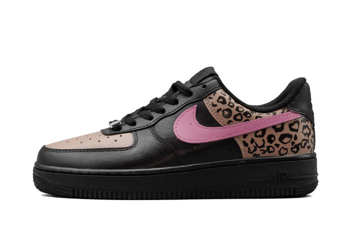 Nike Nike Air Force 1 Leather Cushioning Low top Skateboard Shoes Women's Black Pink