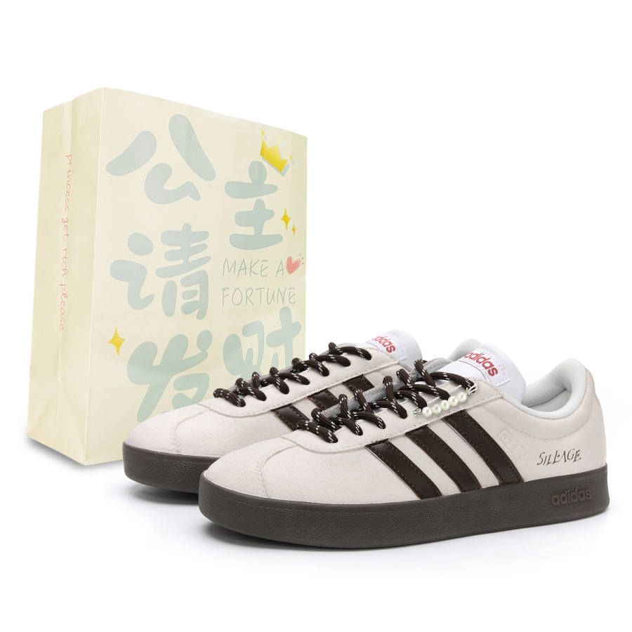 Adidas Adidas VL COURT 2.0 Phantom Breeze Box Abrasion Resistant Low top Skateboard Shoes Unisex Beige