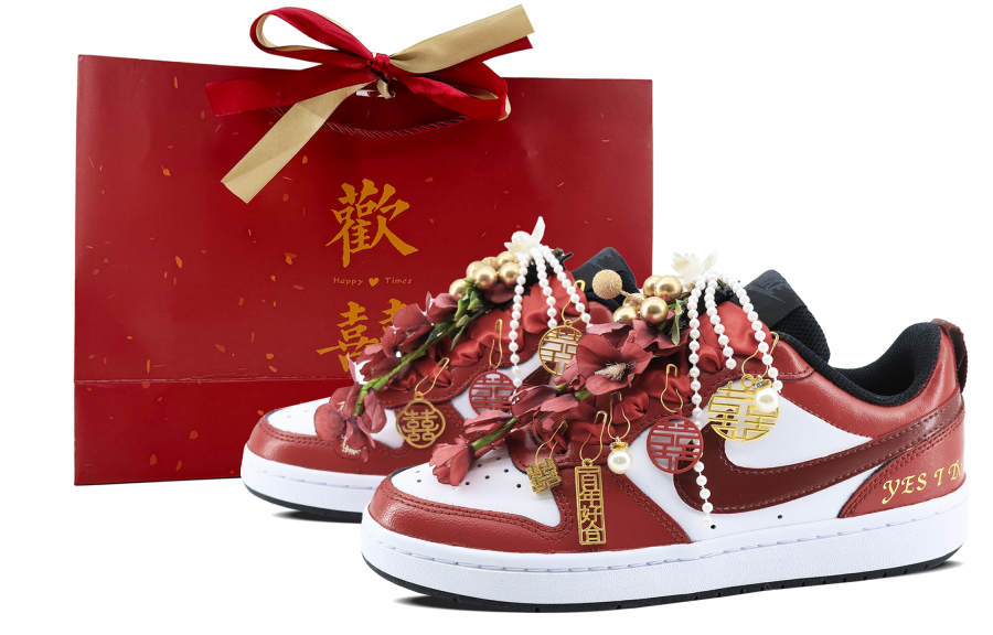 Nike Nike Court Borough Slip Resistant Abrasion Resistant Low top Skateboard Shoes GS Wedding Red