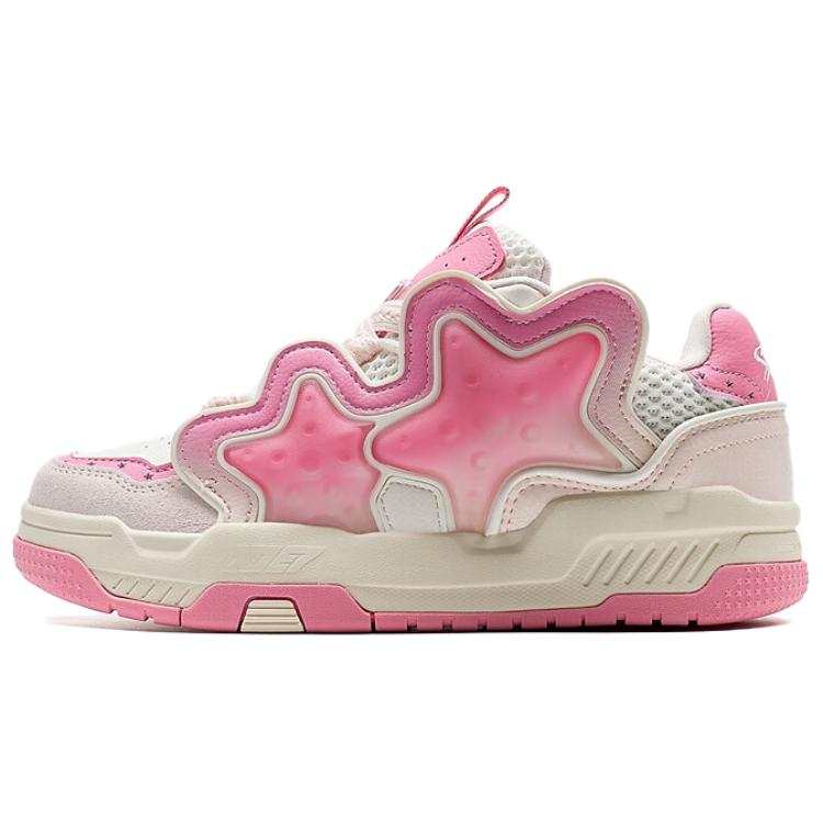 XTEP Slip Resistant And Abrasion Resistant Coverage Low top Skateboard Shoes Women's Pink White