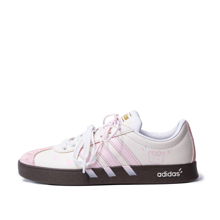 Adidas Adidas Vl Court Classic Sweet Meowth Cushioning Abrasion Resistant Low top Skateboard Shoes Women's Pink Beige White