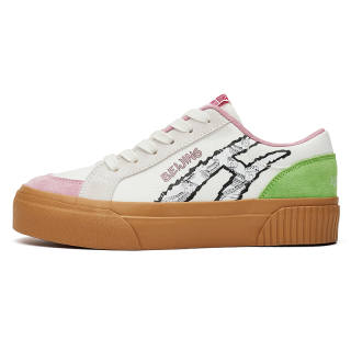 BAINIANHUANQIU Slip Resistant Abrasion Resistant Low top Skateboard Shoes Women's White Pink