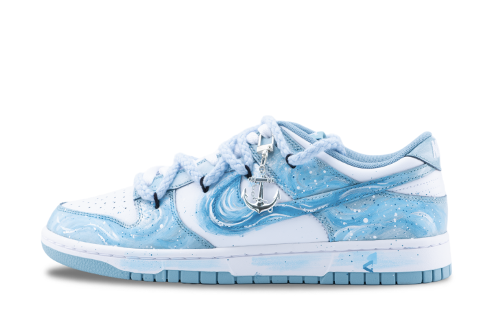 Nike Nike Dunk Ocean's Heart Slip Resistant Abrasion Resistant Low top Skateboard Shoes Unisex White Blue