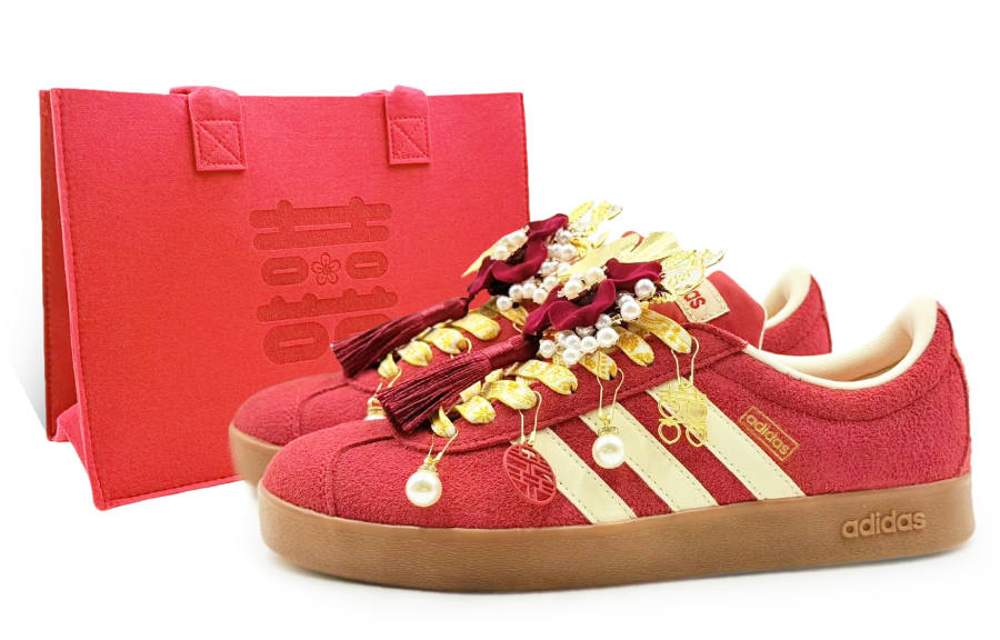 Adidas Adidas Vl Court Classic Abrasion Resistant Low top Skateboard Shoes Unisex Scarlet