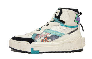 LNG Li Ning x LNG Slip Resistant High top Skateboard Shoes Unisex Eggnog Cream Gray Black