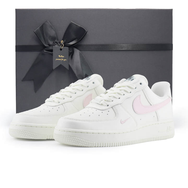 Nike Nike Air Force 1 Double Hook Air Force Abrasion Resistant Lightweight Low top Skateboard Shoes Women's White Pink