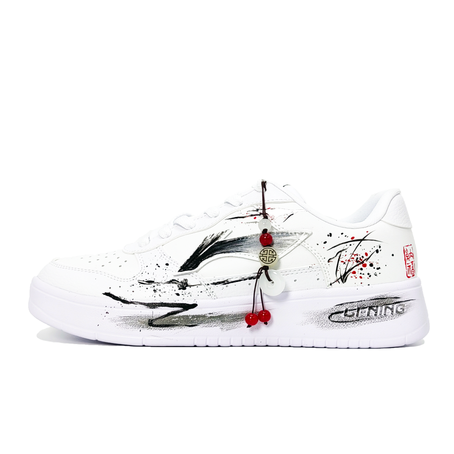 Li-Ning Li Ning Floating Boat Slip Resistant Abrasion Resistant Low top Skateboard Shoes Men's Black White