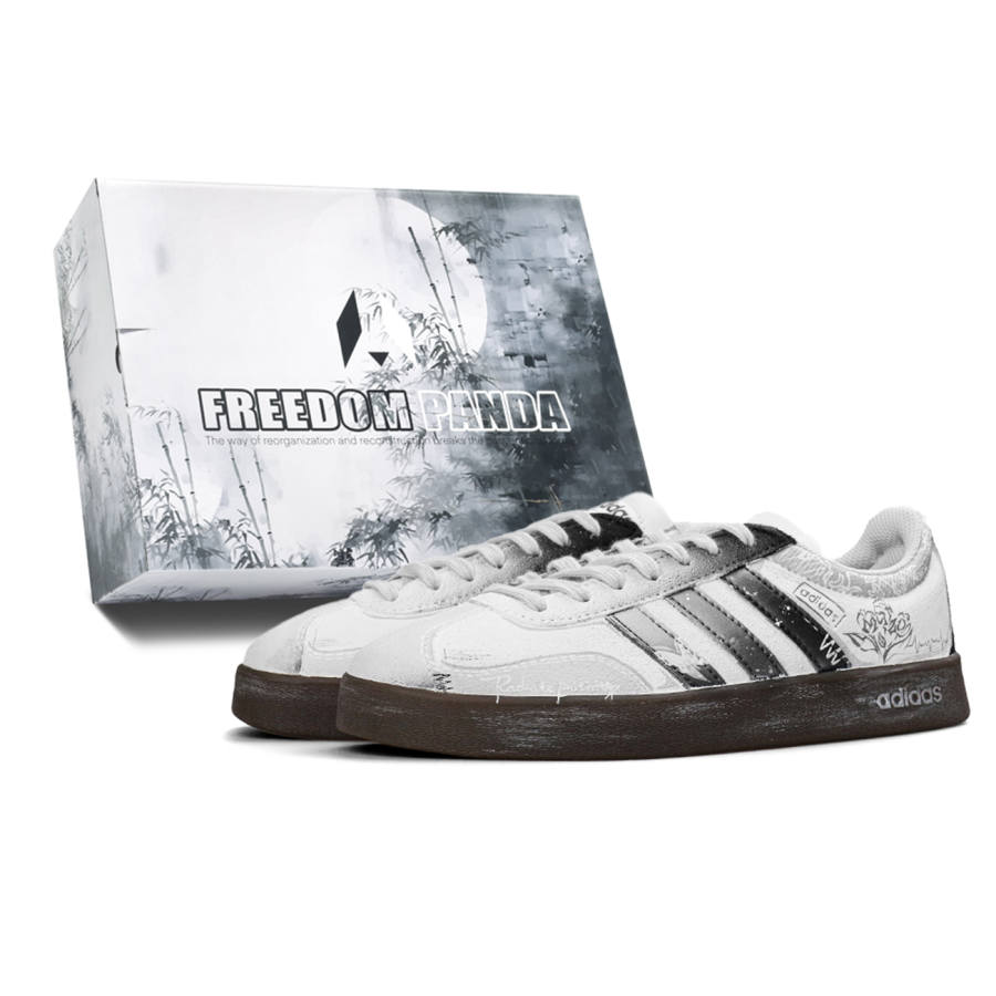 Adidas Neo VL Court 2.0 Free Panda, Box, Flower Butterfly Breathable Low top Skateboard Shoes Unisex White