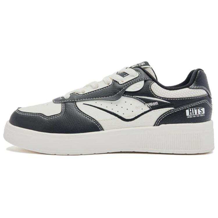 QIAODAN Synthetic Leather Slip Resistant Abrasion Resistant Low top Skateboard Shoes Women's Ivory Black