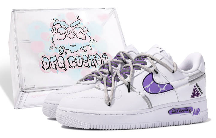 Nike Nike Air Force 1 Low LX ADCDAVINCI Custom Low top Skateboard Shoes Women's White Purple