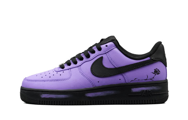 Nike Nike Air Force 1 Leather Cushioning Abrasion Resistant Low top Skateboard Shoes Unisex Black Purple