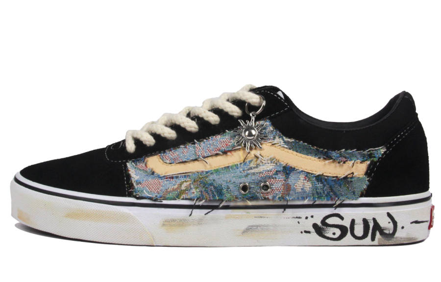 Vans Ward Street Style, Graffiti Sunflower Metal Charm Abrasion Resistant Low top Skateboard Shoes Unisex